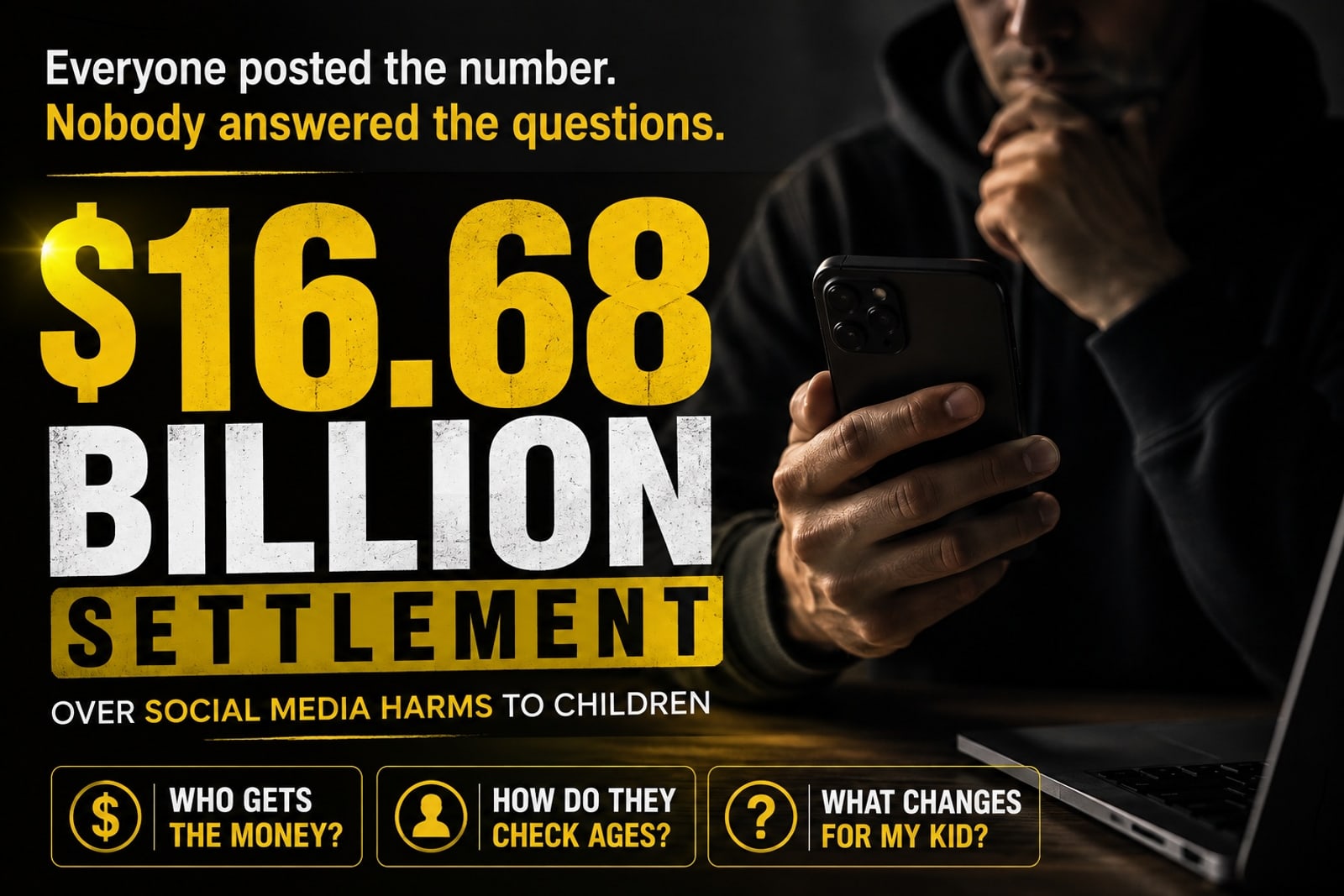 $16.68 billion settlement over social media harms to children. Everyone posted the number. Nobody answered the questions.